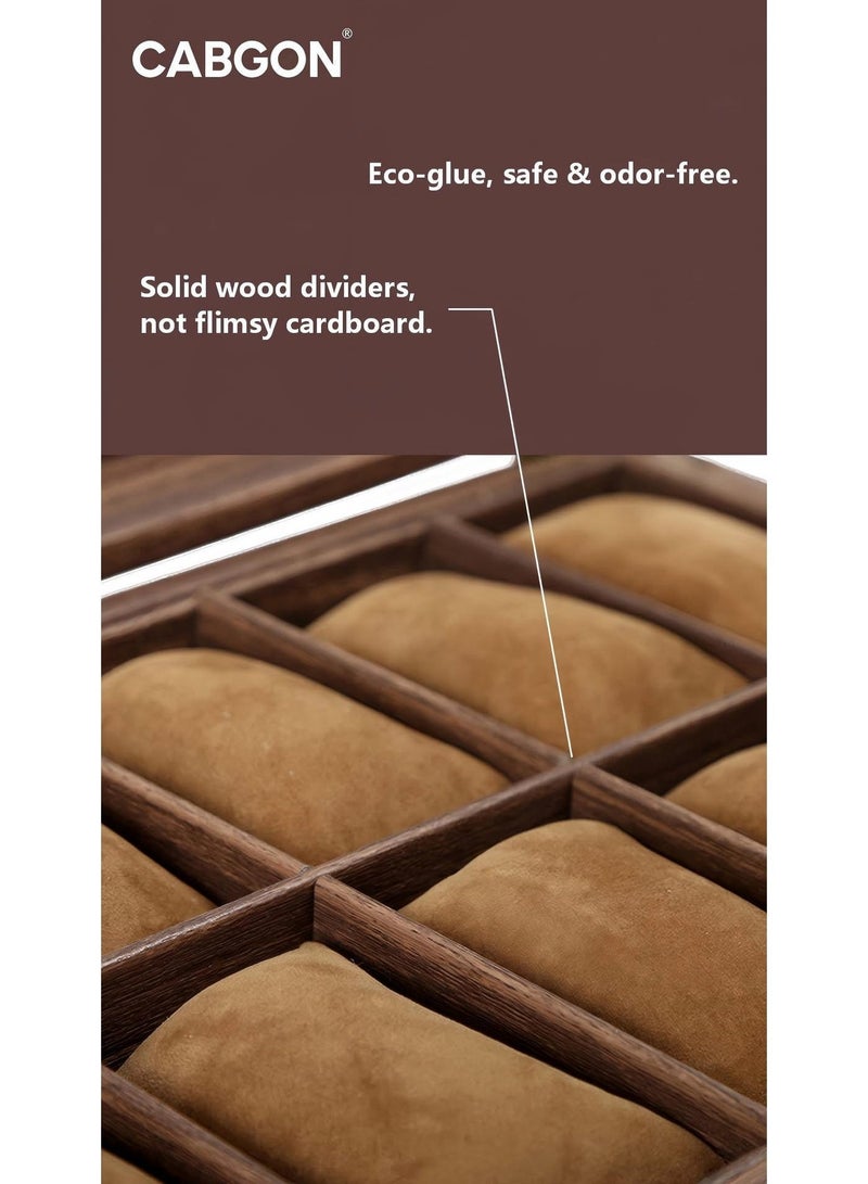 كابجون Men's Luxury Watch Box Organizer,Premium Wood-Grain PU Leather Watch Storage Box - Image 5